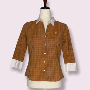 Penguin by Munsingwear Women's Collared Shirt Sz 6 S Plaid Button Up Retro Top